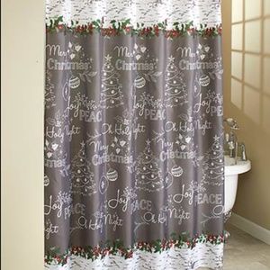 Farmhouse look Christmas Shower Curtain and Companion Hand Towels